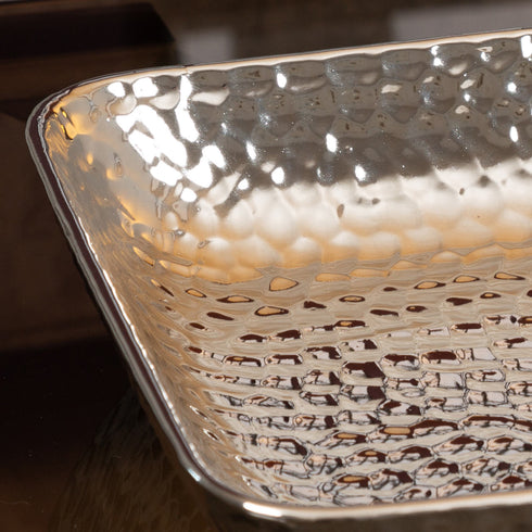 Silver Dimple Ceramic Tray